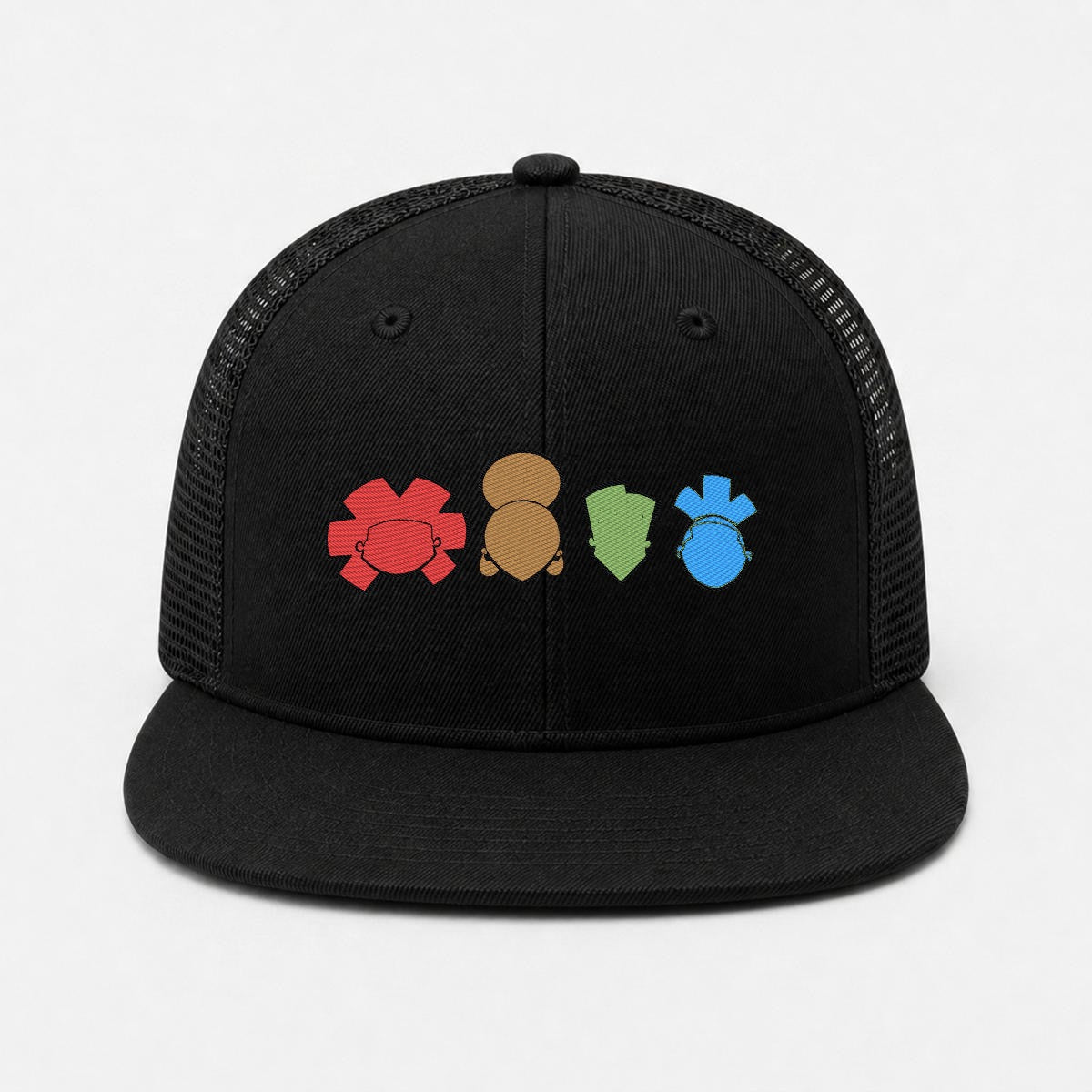 Embroidery Flat-Brim Mesh Cap